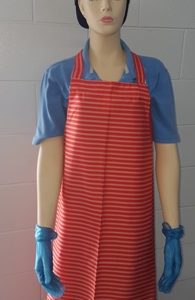 Nylon Stripe Apron (Red)